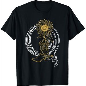 Kalanka-Fleurs Tournesol Fleuriste Cowgirl Bottes De Jardinière T-Shirt - Neuf