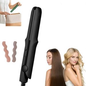 Kal-Curl Chic Mini Ceramic Curling Iron,2 En 1 Lisseur Boucleur Cheveux,Mini Fer À Lisser Pour Les Cheveux Courts/Frange -Fer À Lisser Portable En Céramique,Petit Fer À Lisser Portable (Noir) - Neuf