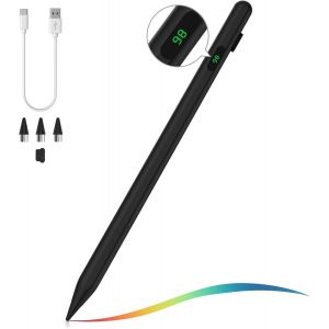 Stylet Pour Écran Tactile, Stylet Universel Compatible Avec Ipad/Iphone/Samsung/Autres Smartphones Et Tablettes Ios/Android, Stylet De Tablettes Avec Affichage De Batterie, Noir - Neuf