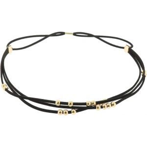 Bandeau Cheveux Femme Noir - Headband Perles Dor&eacute; Et Su&eacute;dine Aspect Velours - Bandeau Fin Taille Unique - Headband Mariage Vintage - Look Original Boho, Boh&egrave;me, Hippie Chic - Neuf