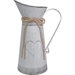 Cmws-Vase En M&eacute;tal De Style Fran&ccedil;ais Shabby Chic Vintage Rustique Avec Pichet Galvanis&eacute; En Forme D'amour Pour D&eacute;coration De F&ecirc;te De No&euml;l, Mariage, Maison, Jardin, 28 Cm De Hauteur - Neuf