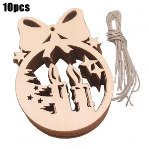 10pcs Plaine des Formes en Bois d'Artisanat Ornement d'Arbre de No&euml;l Accrocher - Neuf
