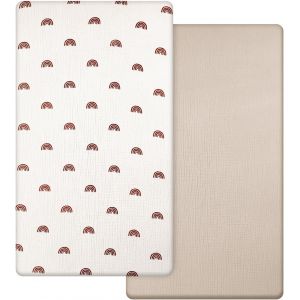 Ulteronixshop-Drap Housse 70x140 Cm, Mousseline De Coton Drap Housse Lit Bebe, Protege Matelas Bebe Doux Et Respirant Pour Lits B&eacute;b&eacute;, Lit De Voyage Et Lit D'appoint, Lot De 2 (Arc-En-Ciel) - Neuf