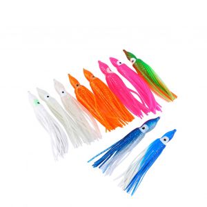 Lot De 10 Leurres De Peche En Mer, Tete Plombee, Calmar, Appat Artificiel Souple, Jupe En Plastique, 6 Cm - Neuf