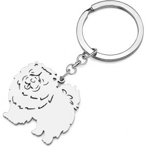 KAL-Porte-Cl&eacute;s Chien Acier Inoxydable Portefeuille Porte-Cl&eacute;s Voiture Bijoux Animaux Amoureux Chiens Cadeaux Femme Filles Porte-Cl&eacute;s Chien - Neuf