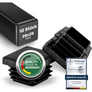 Lot de 10 bouchons à lamelles 25 x 25 mm en polyéthylène-Structure d'érosion radio-Pour profilé en aluminium,tube carré,pour cache tube en acier inoxydable,tube en aluminium, - Neuf