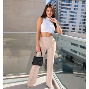 Pantalon Femme Chic Et Elegant Taille Haute Stretch Pantalon Tailleur Femme Taille Elastique Pantalon Patte D'elephant Opaque Yoga Pants - Neuf