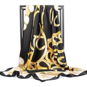 Ershi-Foulard Carré Echarpes Et Foulards Femme Châles Écharpes Square Motif D'impression Satin De Soie Bandanas[707] - Neuf