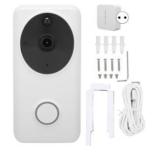 Sonnette video WiFi, surveillance a distance, sonnette intelligente sans fil etanche pour la securite de la maison, prise 100-240 VEU - Neuf