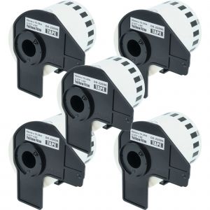 vhbw 5x Rouleau d'&eacute;tiquettes + support 62mm x 15,24m (1 &eacute;tiquette) compatible avec Brother PT QL-650 &eacute;tiqueteuse - premium jaune - Neuf