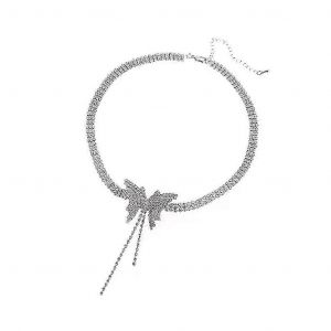 Papillons Strass Scintillants Pendentif Cha&icirc;ne Bal Bijoux Pour Adolescentes Filles Femmes - Neuf