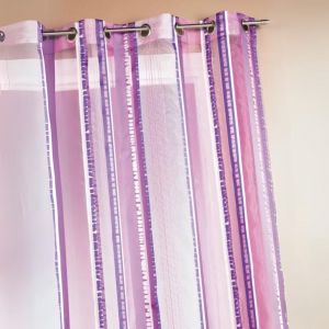 Voilage En Organza Jacquard &Agrave; Rayures Verticales Color&eacute;es - Neuf