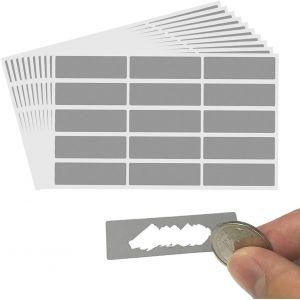 Autocollants &Agrave; Gratter,150 Pcs &Eacute;tiquettes Autocollantes Carte &Agrave; Gratter &Eacute;tiquettes Scratch,Pour Le Scrapbooking, Les Cartes Postales Surprises &Agrave; Gratter Et Les Jeux De Mariage Gris 4.8 X 1.5 Cm - Neuf