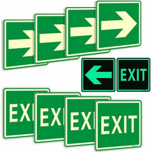 Autocollant De Sortie Phosphorescents, 8 Pièces, (Cm 15x15), Panneau De Sortie D'urgence Autocollant Avec Flèche Directionnelle De Sortie Lumineuse, Panneau Sortie De Garage Autocollant - Neuf