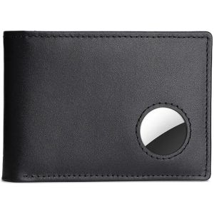 Portefeuille Avec Compartiment Airtag En Cuir &Eacute;l&eacute;gant - Portefeuille Slim Airtag Avec Technologie Rfid - Portefeuille Pour Homme,Noir,Normal,Classique - Neuf