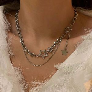 Collier Ras De Cou Boho Avec &Eacute;toile En Cz Collier &Eacute;toile Creuse En Argent Collier Pendentif &Eacute;toile Minuscule Collier Cha&icirc;ne &Agrave; Double Maillons Collier Bijoux Pour Femmes Et Adolescentes - Neuf