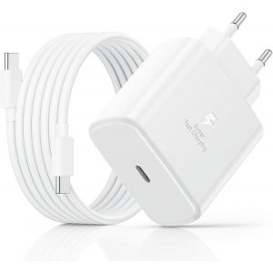 KALANKA-45W USB C Charger Fast Charging with Type C Cables 2M, for Samsung Galaxy S25/S24/S23/S22/S21 Ultra/S20/S20+/Note 20/10/9/A73/A53/A52/S10 Mobile Phone Fe USB-C AC Adapter Power Socket Blanc - Neuf