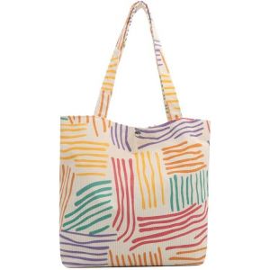 ERSHI-Tote Bag Femme en Velours Côtelé 63.5 x 38 cm, Grande Capacité, Cabas Fourre Tout, Porté Épaule pour École, Travail, Shoppin[1 - Neuf