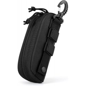 Sac De Lunettes De Soleil, Étui À Lunettes De Soleil Pochette Tactique Molle, Sacoche À Lunettes En Tissu Oxford Imperméable Avec Fermeture Éclair, Support Lunettes Portable Pour Randonnée - Noir - Neuf