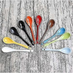 5"" Cuillères À Soupe En Céramique Cuillères En Porcelaine Pour Café,Thé,Ensemble De 8 (Couleurs Assorties) - Neuf