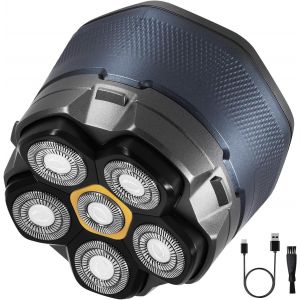 Rasoirs De Tête Pour Homme, Rasoirs Électriques Sans Fil Étanches Pour Hommes Chauves, Rasoir Rotatif Rechargeable Avec Tête De Lame Magnétique, Kit De Rasoir À Tête Chauve Avec Écran Led - Neuf