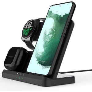 Samsung 3 In 1 Induction Charger, Wireless Charger For Samsung Galaxy S25 Ultra S24 S23 S22 S21 S20 Z Fold 5/Z Flip 5, Charging Station For Galaxy Watch 6/5 Pro, Galaxy Buds 2 - Neuf