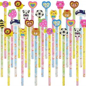 Checarzhn--No1-24pcs Crayons Enfant De Dessin Animé Avec Gomme¿Cadeau D'anniversaire De Fête De Gadget De Crayon D'enfant (Couleur/Style Aléatoire) - Neuf
