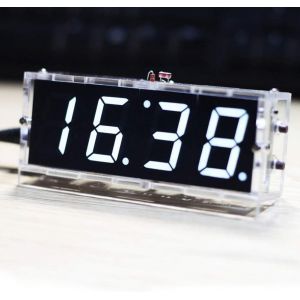 Kit De Bricolage &eacute;lectronique Horloge Kit D'Horloge LED Bricolage Num&eacute;Rique &agrave; 4 Chiffres Affichage Automatique De L'Heure/Temp&eacute;Rature Kit De Bricolage &eacute;Lectronique Horloge (Blanc) - Neuf