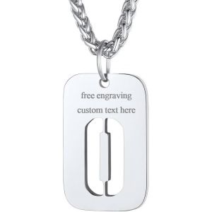 Kal-Plaque Militaire Personnalisable Pendentif Identi Femme Collier Homme Lettre Initial A-Z Pr&eacute;nom Gravure Acier Inoxydable Chaine Argent&eacute;/Plaque Or-Bijoux Cadeau No&euml;l F&ecirc;tes Des M&egrave;res P&egrave;res - Neuf