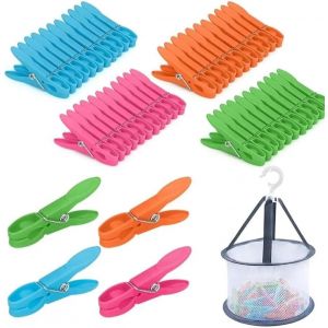KALANKA-DIGNFENG 48 pcs Epingle a Linge en Plastique Color&eacute;es avec Panier, Pinces &agrave; Linge Ext&eacute;rieur Solides, &Eacute;pingles &agrave; Linge sans Trace, &Eacute;tendoir, V&ecirc;tements et Sacs - Neuf