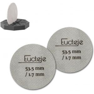 KAL-Puck Screen Lot De 2 Tamis À Expresso Puck Screen 53,5 Mm Épaisseur 1,7 Mm Acier Inoxydable 316L Avec Support En Silicone Pour Machine À Expresso Avec Panier Porte-Filtre 53 Mm - Neuf
