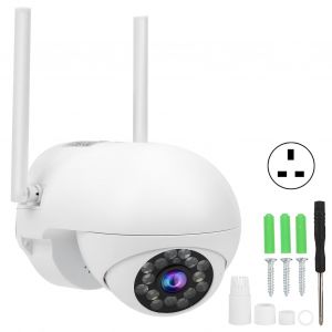Camera panoramique/inclinable 1080p Wi-Fi, suivi de mouvement, audio bidirectionnel, etanche, vision nocturne couleur, securite domestique, 100-240 V, prise UK - Neuf
