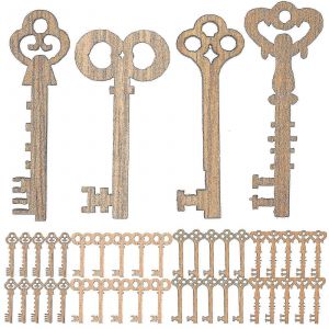 50pcs blanc en bois Vintage clés embellissement clés cartes marque-page Scrapbooks bricolage décoration de Noël - Neuf