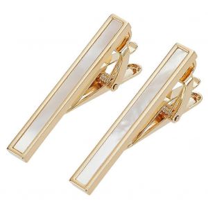 Pinces &iquest;&iquest; Cravate En Nacre Et Or K Pour Hommes - Lot De 2 Pinces &iquest;&iquest; Cravate En Laiton Pour Costumes, Mariages Et &iquest;&iquest;V&iquest;&iquest;Nements Professionnels - Neuf