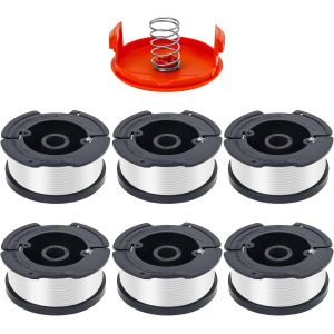 8 Pack Bobine de rechange pour tondeuses Black et Decker,BobineFil Coupe Bordure Black et Decker Coupe Bordures,6 Fil Coupe Bordure,1 Couvercle,1 Ressort - Neuf