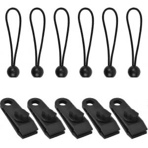 10 Pcs Tarp Clip Tente Clips,Crocodile Mouth Tarp Awnings Tarp Tent Clip ,Tarp Tendeurs Avec Ball Bungee Elastic Rope - Neuf