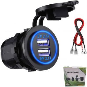 Rise Usb 12V, Double Prise De Chargeur Usb, Avec Un Fil De 23,7 Pouces Convient Aux Voitures 12 / 24V Le Bateau Motos Pour Bateaux Rv Truck Camper Et Plus (1 Pcs Blu-Ray)[Z4244] - Neuf