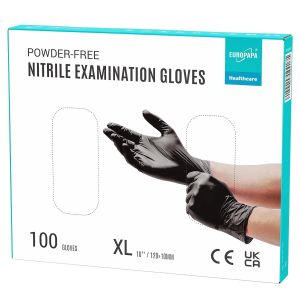 Loranka-&reg; Lot De 100 Gants Jetables En Nitrile Sans Poudre, Sans Latex, Non St&eacute;riles, Sans Latex, Non St&eacute;riles, Sans Latex, Gloves Disposibles (Xl, Noir) - Neuf
