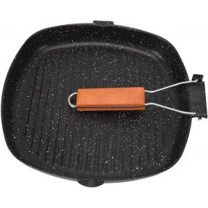 Subzonal-Po&ecirc;le &Agrave; Frire, Poele Grill,Poele Grill Induction,Po&ecirc;le &Agrave; Griller Antiadh&eacute;sive Avec Poign&eacute;e Pliante Po&ecirc;le &Agrave; Steak En Acier Au Carbone Facile &Agrave; Nettoyer Outil De Cuisson Au Bacon Pour Viande ( - Neuf