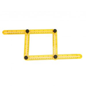 Regle pliante multifonction en plastique a quatre cotes, outil de mesure coulissant (jaune) - Neuf