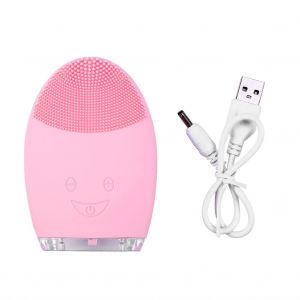 Brosse De Massage Faciale Nettoyante En Silicone Pour Les Pores Et Les Points Noirs, Brosse Vibrante Pour Un Nettoyage En Profondeur, Rose - Neuf