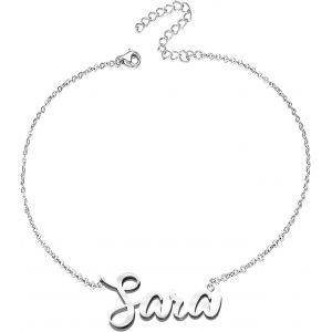 Bracelet Pour Femme Avec Pr&eacute;nom En Acier Inoxydable - Pendentif Pr&eacute;nom Personnalis&eacute; Argent&eacute; Pour Femme - Cadeaux Personnalis&eacute;s Pour Femme, M&egrave;re, Fille, Meilleure Amie - Neuf