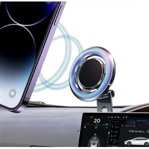 CHENG-Support Magn&eacute;tique Pour T&eacute;l&eacute;phone de Voiture Tesla [42 Aimants Les Plus Puissants] Pour Support de Voiture MagSafe Pour Tesla Model 3/Y/X/S, Support de T&eacute;l&eacute;phone Cach&eacute; Pliable Pour Tous Les T&eacute;l - Neuf