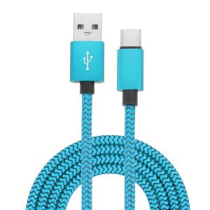 SJZG-C&acirc;ble De Charge Tress&eacute; Usb De Type C, 2,4 A De Type C Vers Usb A, C&acirc;ble De Transfert De Donn&eacute;es Pour Tablette, T&eacute;l&eacute;phone, Lampe De Bureau Led, Drone, Bleu - Neuf