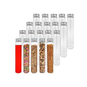 Lot de 20 tubes &agrave; essai en verre transparent de 110 ml avec bouchons en aluminium pour le stockage - Neuf
