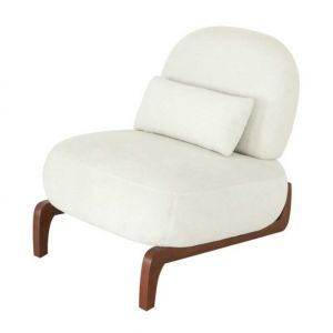 W5318P426178 - Un fauteuil d'armes en bois massif, aux jambes en bois, au design &eacute;l&eacute;gant, en velours blanc, avec un coussin doux et confortable pour un maximum de bien-&ecirc;tre.Cette chaise - Neuf