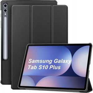 Coque Compatible Avec Samsung Galaxy Tab S10 Plus/S9 Plus, Housse Etui De Slim Léger Avec Veille/Réveil Automatique, Pu Flexible Cover Avec Multi-Angle Fonction Support Noir[Coq5190365] - Neuf