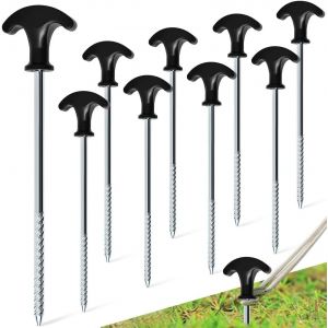 Yemaesre-Lot De 12 Piquets De Tente Galvanisés Antirouille Piquets De Camping Robuste Pour Sol Dur, Piquet À Vis 20cm Résistance Aux Vents Forts, Accessoires De Tente Pour Jardin Camping Voyage - Neuf