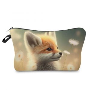 KADSL-Sac À Cosmétiques Imprimé Renard De Dessin Animé Pour Femme, Trousse De Toilette De Voyage Personnalisée, Mini Trousse De Maquillage Décontractée, Trousse De Toilette De Plage, Mignon, Extérieu - Neuf