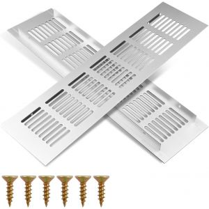 Anw-2 Pièces Grille Aération Aluminium Blanche 80x300mm,Grille Ventilation Rectangulaire Pour Porte Ou Armoire,Grille D'aération Avec Trous De Fixation Pour Meubles,Cuisine Et Réfrigérateur - Neuf